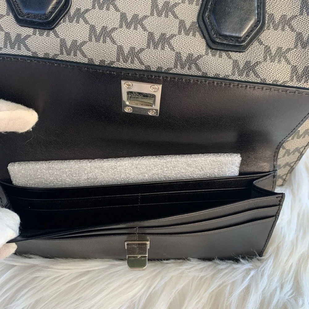 Michael Kors Mercer Monogram Leather Medium Duffle Satchel And Envelop Wallet